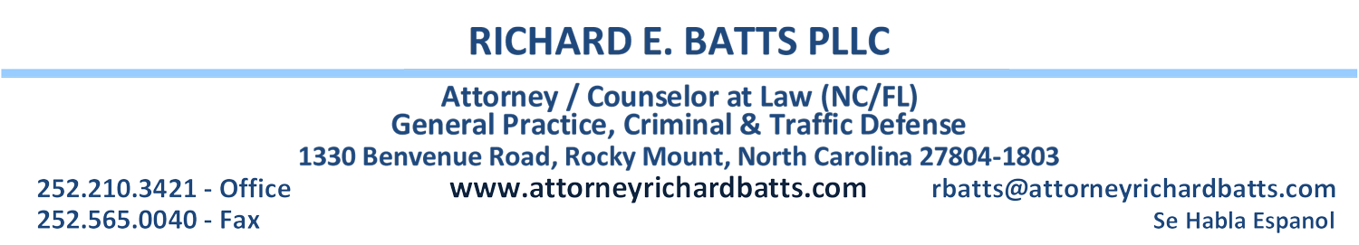 Attorney Richard Batts letterhead
